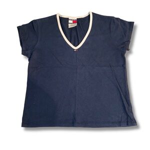 VINTAGE MADE IN THE U.S.A. Tommy Hilfiger Navy Blue Women’s T-Shirt